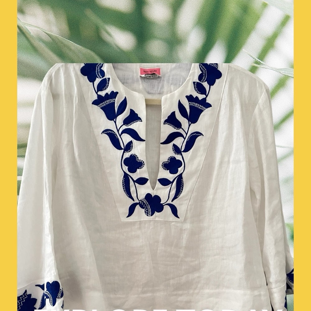 Pre loved Kate Spade, very nice, comfortably white embroidered with blue